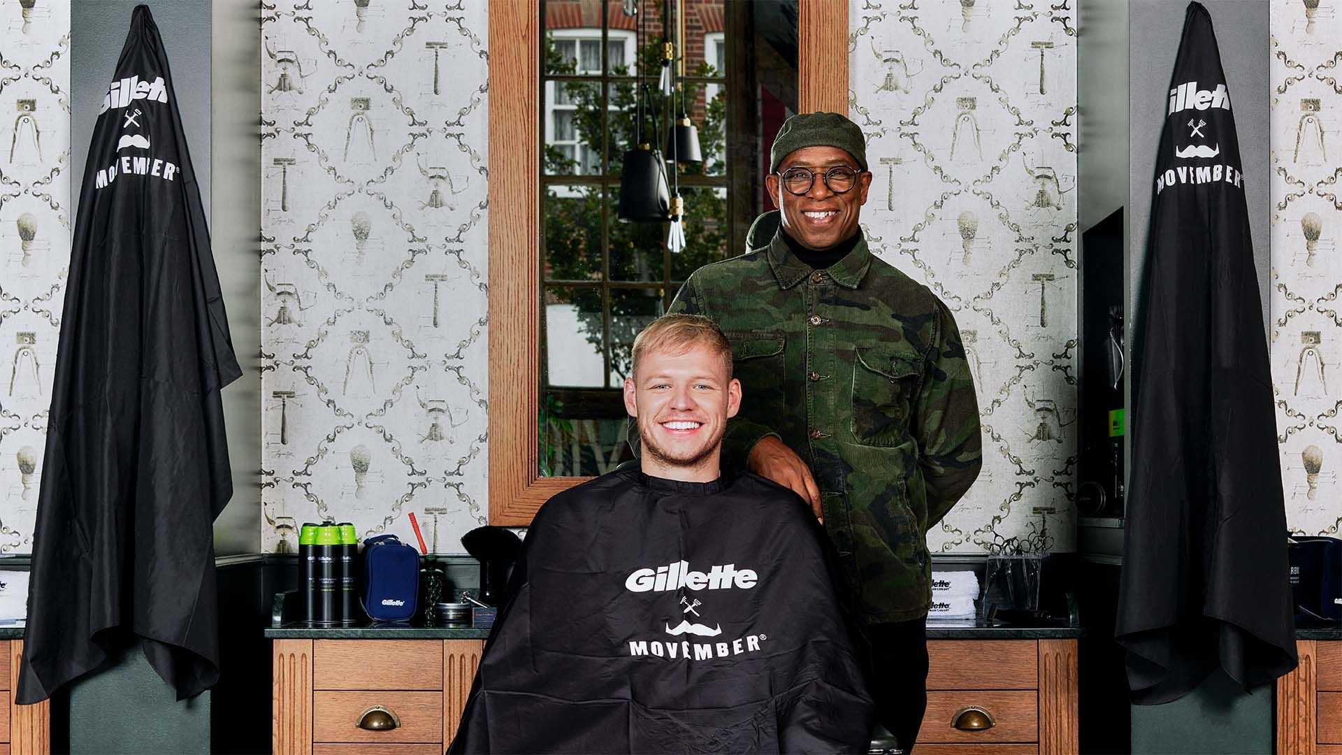 Photo of Gillette Ambassador Ian Wrigh and Arsenal and England goalkeeper Aaron Ramsdale.